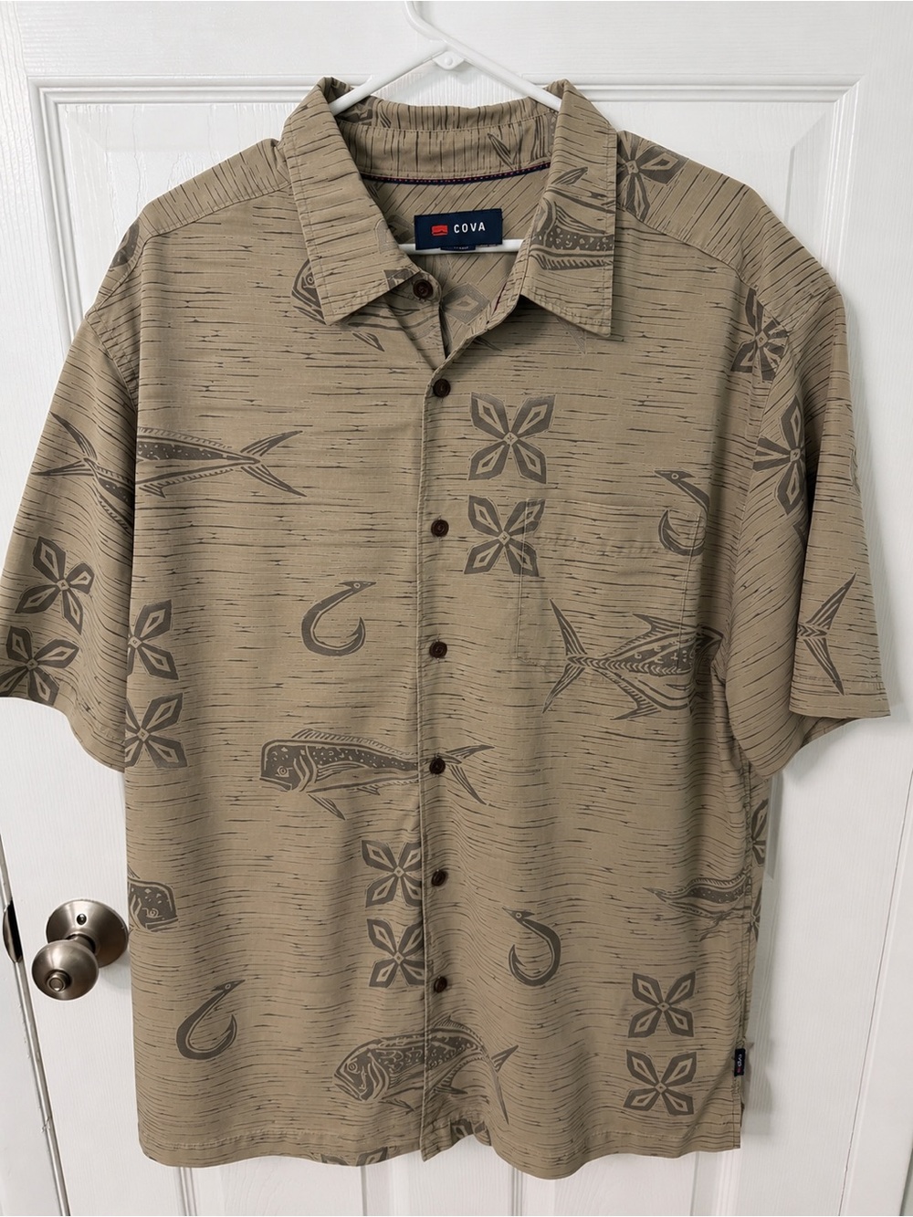 COVA Men's Taupe Short-Sleeve Button Down Shirt